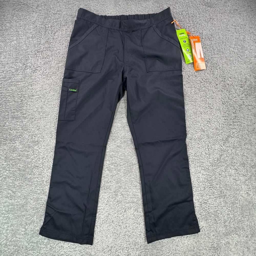Landau ProFlex 2042 Womens Black Modern Fit Cargo Scrub Pants PSM New